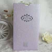 Purple Embossing Pocket Wedding Invitation Card 